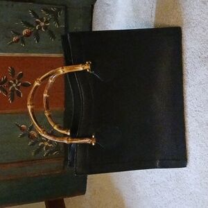 Black bamboo handle medium tote